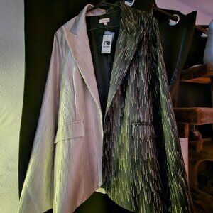 New! A. Peach Buckle two-tone black and white blazer XL